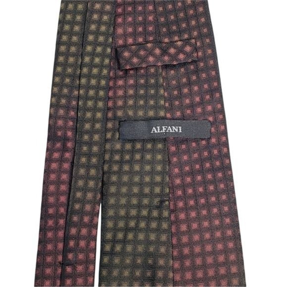 ALFANI Silk Black Colorblock Necktie - Picture 4 of 7